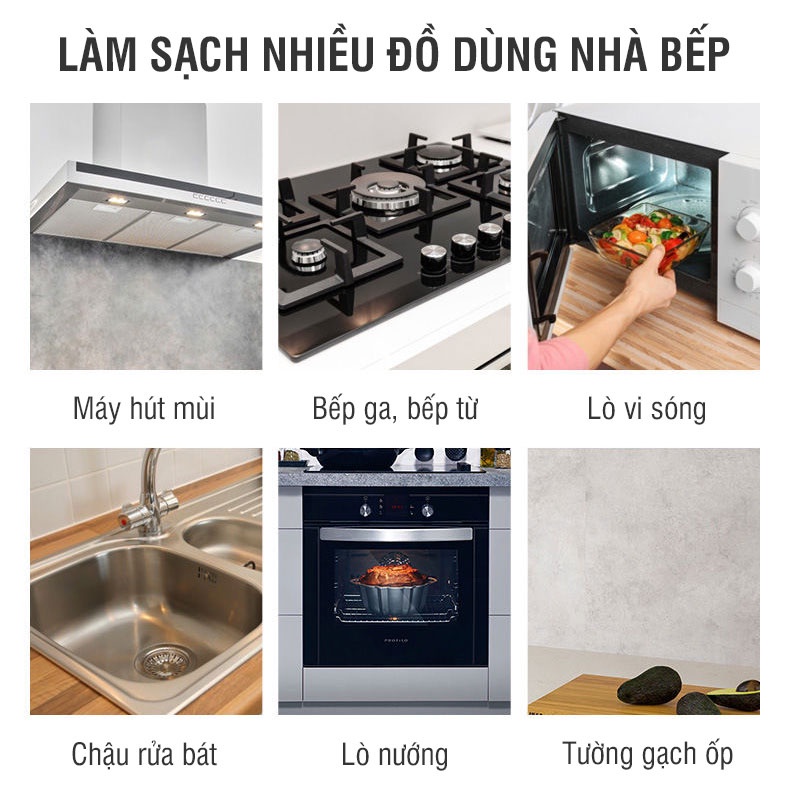 Tẩy dầu mỡ nhà bếp HGO làm sạch tấm lọc máy hút mùi, mặt bếp, tường gạch ốp, chậu rửa bát đa năng tiện lợi