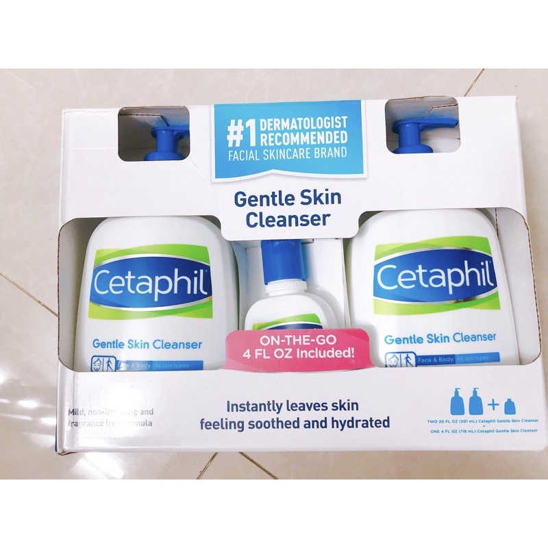 Bộ 3 sữa rửa mặt Cetaphil Gentle Skin Cleanser  bao gồm 2 chai 591ml + 1 chai 118ml