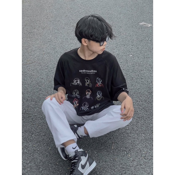 Set Bộ Áo Thun Sadboiz Mix Quần Kaki Ống Rộng Unisex