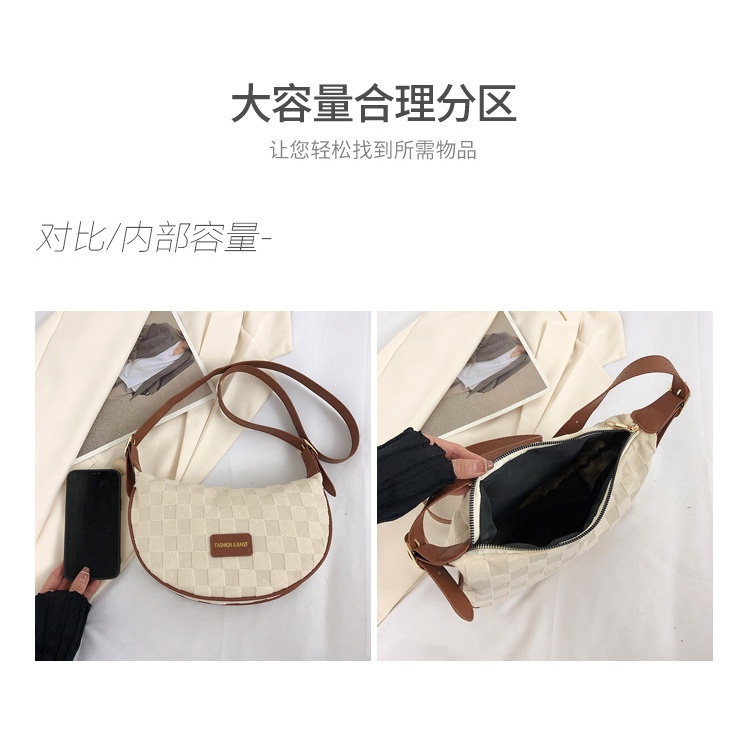 Túi Đeo JASMIN NOIR Chéo Vải Canvas Họa Tiết Sọc Caro Đơn Giản Cá Tính