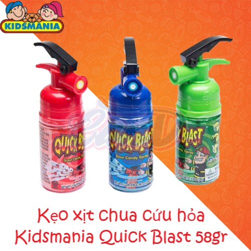 Kẹo xịt chua cứu hỏa Kidsmania Quick Blast chai 58gr (Màu ngẫu nhiên)