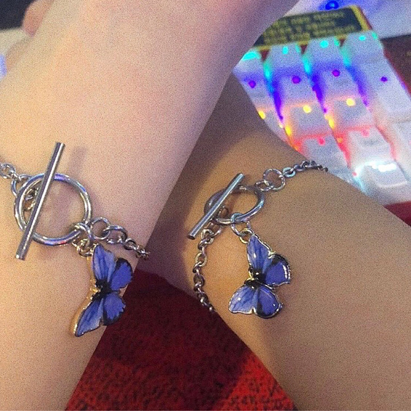 Vòng tay hợp kim mặt hình bướm thời trang cho nữ