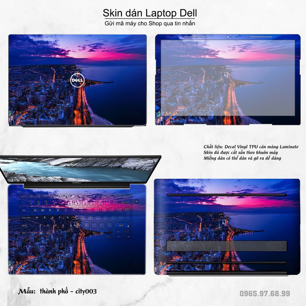 Skin dán Laptop Dell in hình thành phố (inbox mã máy cho Shop)