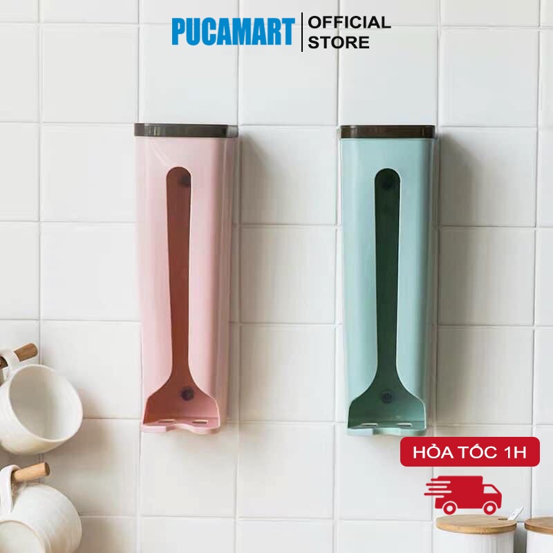 Hộp Đựng Túi Nilong, Túi Bóng, Bông Tẩy Trang PUCA, Hộp Đựng Khăn Giấy Dán Tường Tiện Lợi