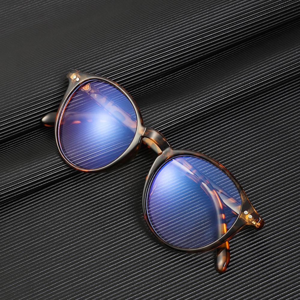 Mắt Kính Gọng PC Tròng Phẳng Màu Xanh Dương Nhạt Phong Cách Cổ Điển Thời Trang Cho Nam