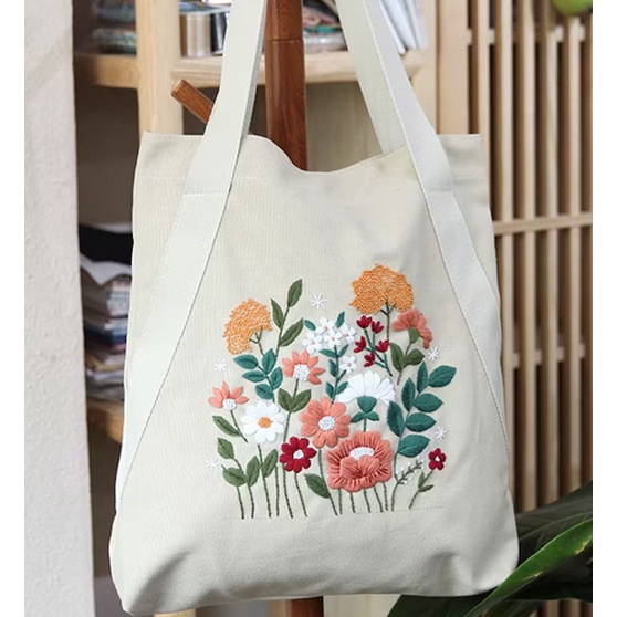 Gói Kit Nguyên liệu tự bạn Thêu Tay Túi Tote Tiện dụng Phong cách vintage Người mới bắt đầu DIY Handmade Bách hóa Na Na