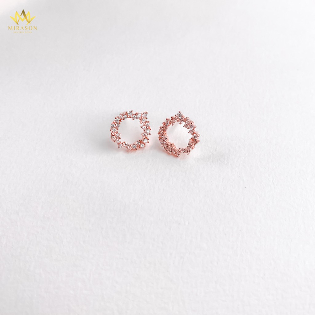 Khuyên Tai Bạc Nữ MIRASON Huyền Thoại Biển Xanh Phủ Vàng Hồng Nạm Đá MBT042 -  Bông Tai Nữ Bạc 925 Cao Cấp