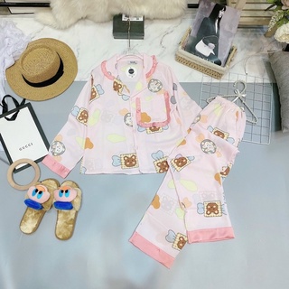 Bộ đồ pijama lụa latin tay dài quần dài quảng châu