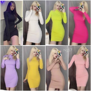 Đầm body cổ lọ tay dài