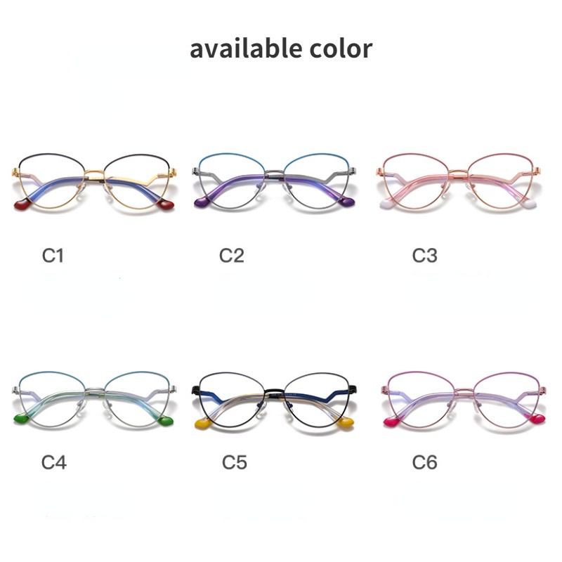 Mắt Kính Gọng Kim Loại Cong Tròng Chống Ánh Sáng Xanh Thời Trang Phương Tây