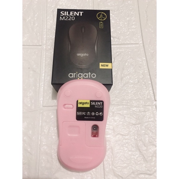 Chuột Không Dây ARIGATO M220 Màu Hồng - Giảm Tiếng Ồn - Tặng Kèm Pin AA