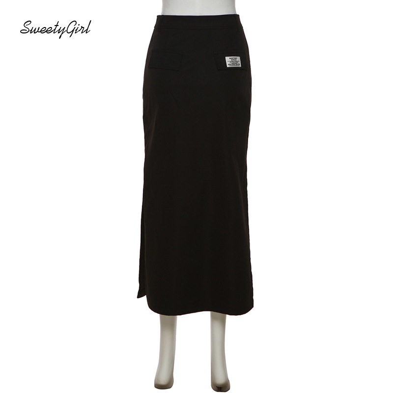 Chân Váy Maxi Lưng Cao Màu Đen Trơn Cài Nút Thời Trang 2022 Quyến Rũ Cho Nữ