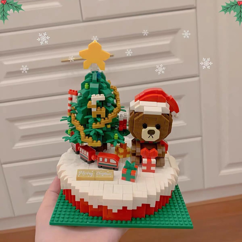 Đồ chơi xếp hình GATO GẤU NÂU| Đồ chơi lắp ráp nanoblock| Bộ gấu noel
