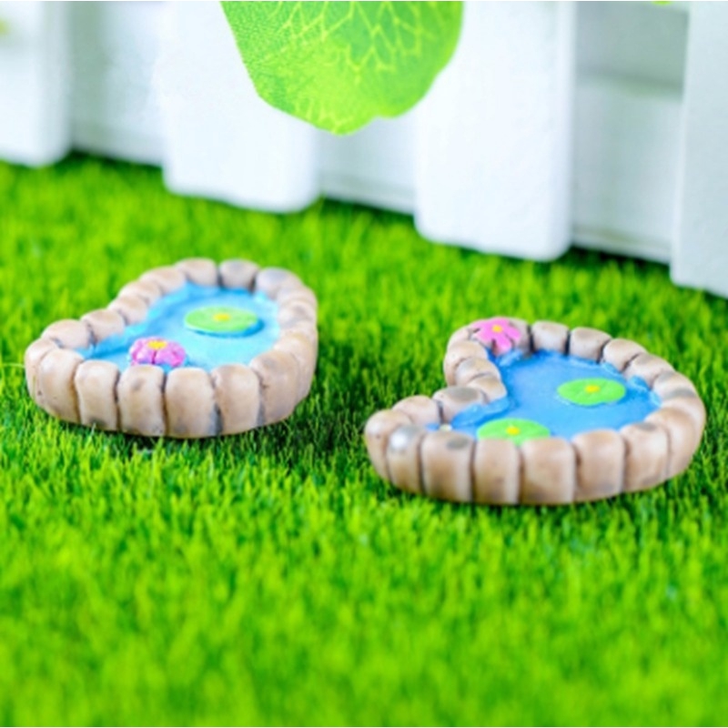 Set 2 mô hình hồ nước mini trang trí sân vườn hình trái tim/hình bàn chân