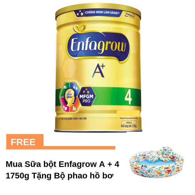 [Tặng 1 Bộ phao hồ bơi] Sữa bột Enfagrow A + 4 1750g (Mẫu mới)