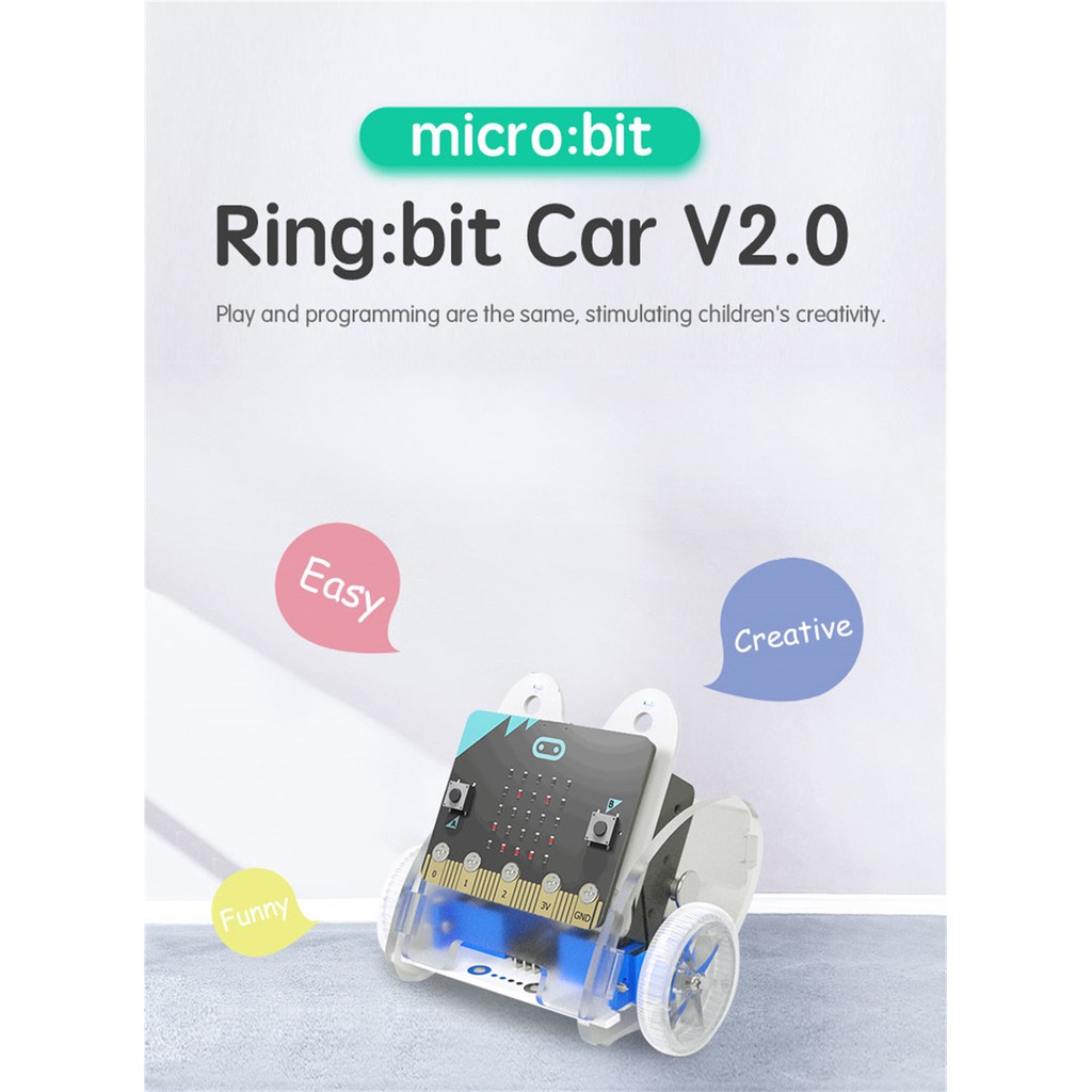 Bộ xe lập trình v2 - Ring:bit Car — Micro:bit Educational Smart Robot Kit for Kids (Không kèm bảng mạch micro :bit)