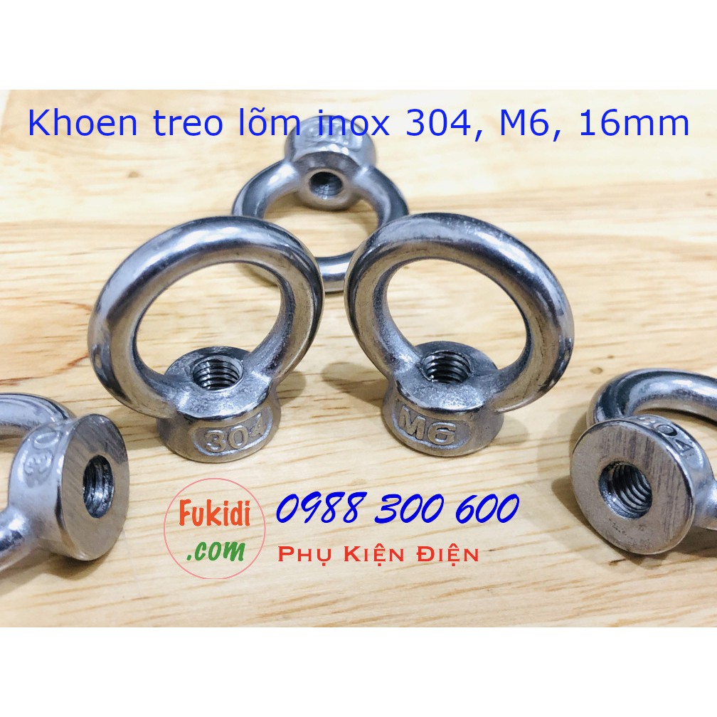 5 cái móc treo tròn M6, khoen treo tròn M6, inox 304, phi 16mm - M0CM6