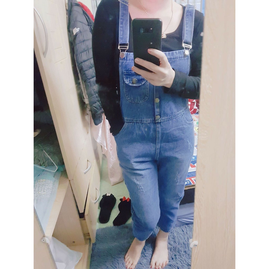 Quần Yếm Jeans Dài Nữ Chất Bò Phối Túi Kèm Cúc Trước Phong Cách Ulzzang Hàn Quốc - 424 | BigBuy360 - bigbuy360.vn