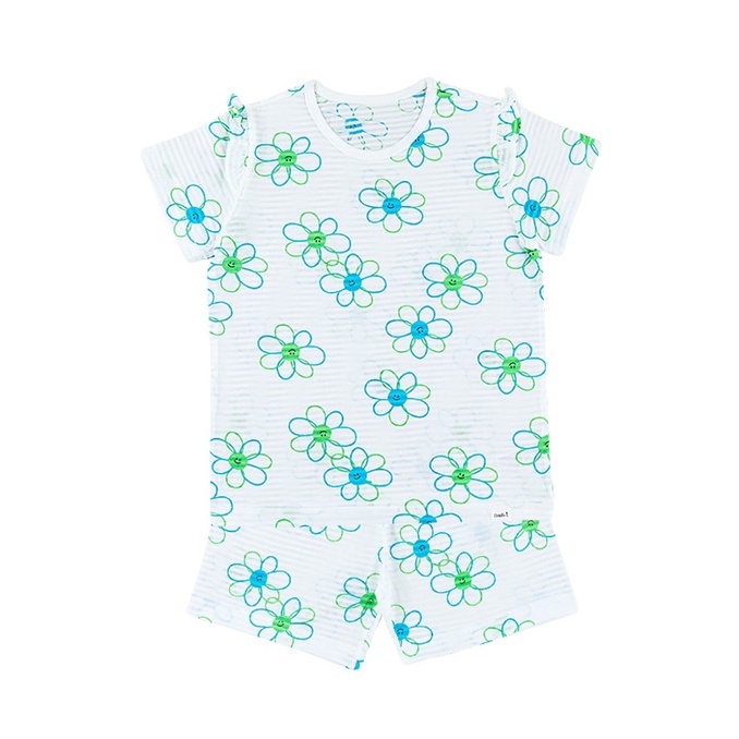 [100% HÀNG NHẬP TỪ HÀN VỀ, HÀNG CÓ SẴN] Bộ ngắn tay mẫu Hoa Xanh Nền Trắng hãng Cordii mã CF136 rất dễ thương