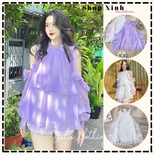 Áo bèo hở vai tay rơi chất tơ ngọc tra.i 𝙎𝙝𝙤𝙥 𝙓𝙞𝙣𝙝, Áo bánh bèo trễ vai tay rơi cực xinh