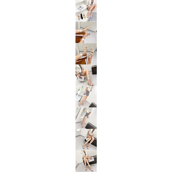 Giày cao gót mũi nhọn quai xích vàng lấp lánh thời trang dành cho nữ size lớn 35-41