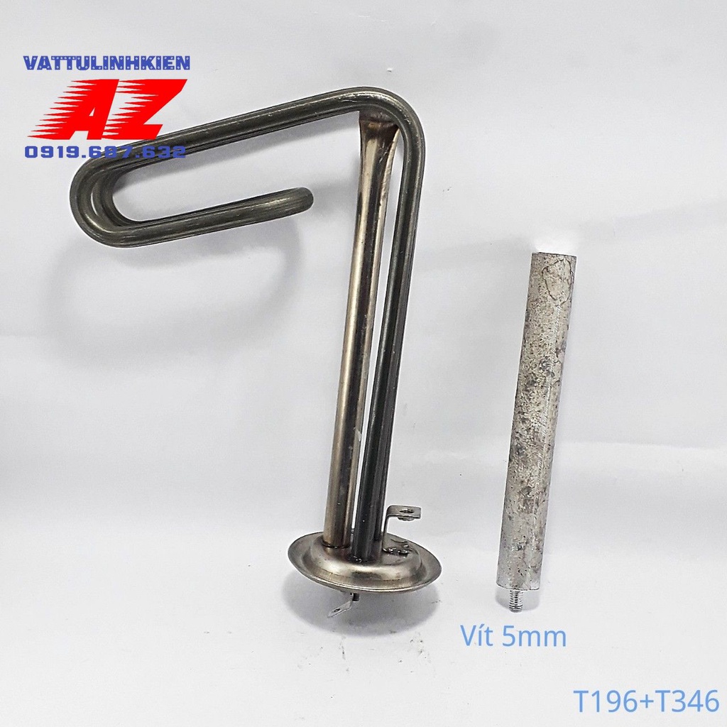 Bộ linh kiện ruột đốt Bình nóng lạnh ROSSI - TÂN Á 15L thân cong, bát tròn 6,5cm x 18cm+13cm + Thanh magie 5mm(196+346