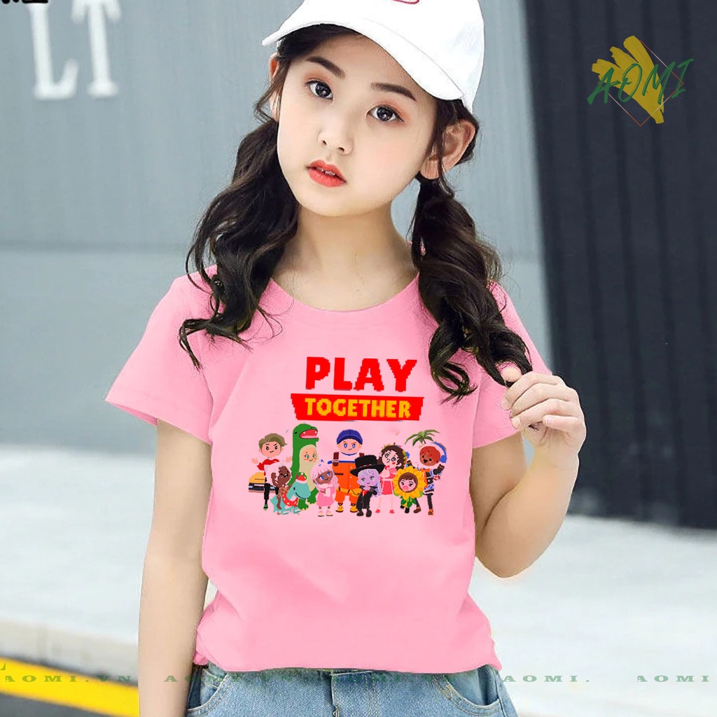 ÁO THUN Play Together UNISEX PHÔNG HỒNG TAY NGẮN NAM NỮ GIA ĐÌNH CẶP ĐÔI SIZE TRẺ EM BÉ TRAI GÁI AOMIVN