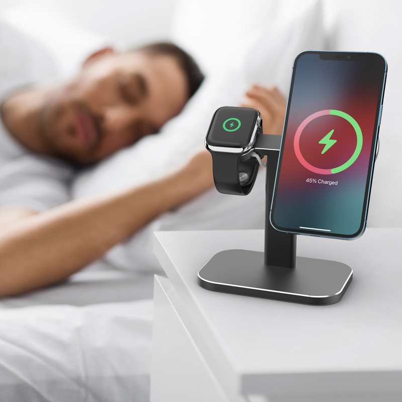 Đế Sạc Không Dây IOR 2 Trong 1 Cho Iphone 12 / iWatch