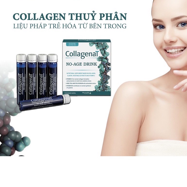 [QUÀ TẶNG] Collagenal No-age Drink hộp 10 lọ bổ sung Collagen làm đẹp da hiệu quả của Ý