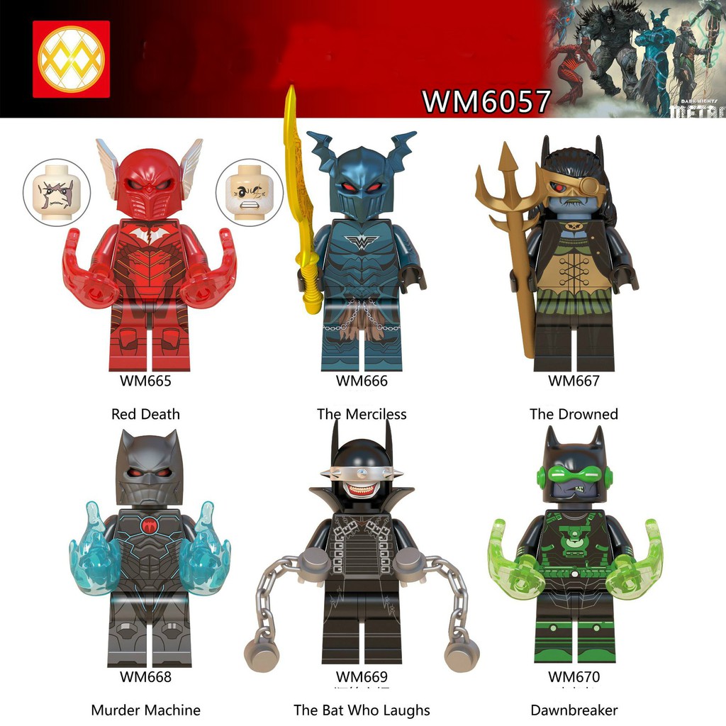 Minifigures DC Batman Các Mẫu Nhân Vật Red Death Merciless Drowned Murder Machine Bat Who Laughs Dawnbreaker WM6057