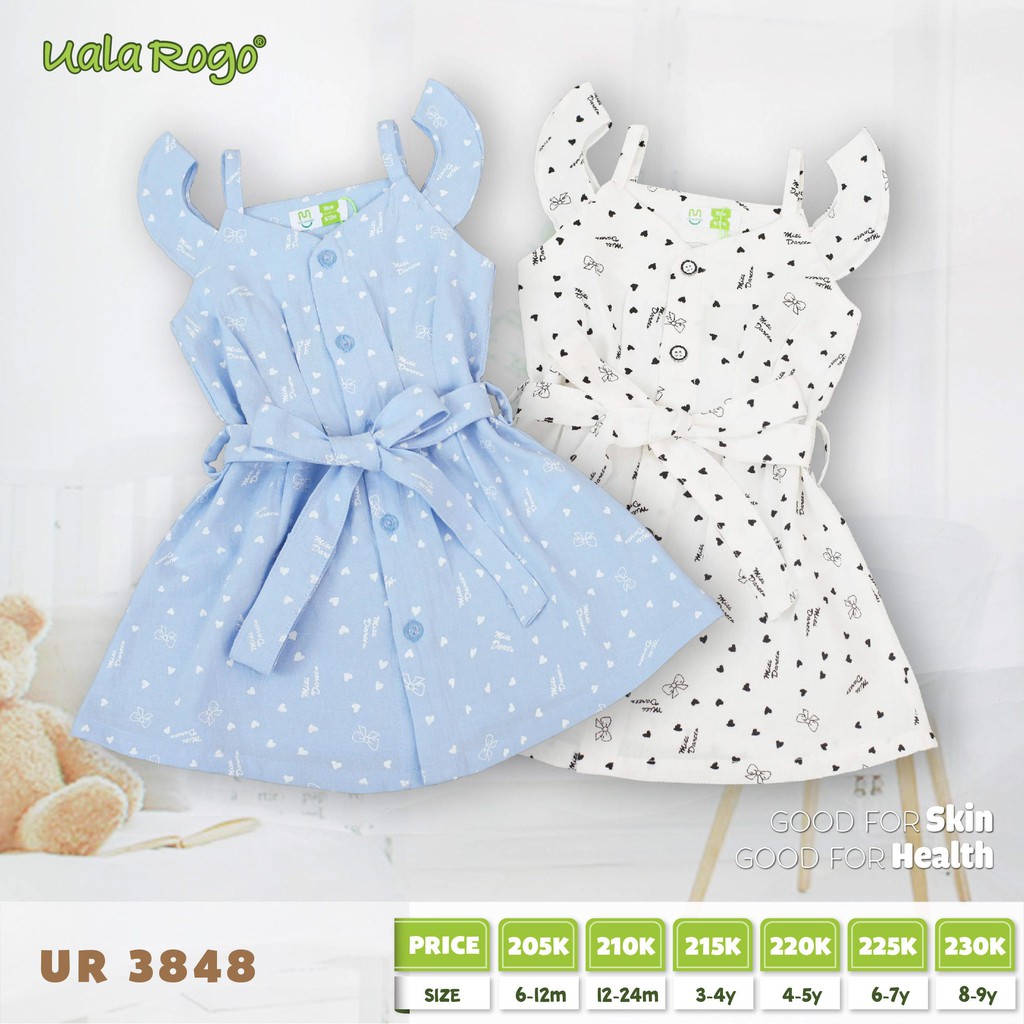 Đầm xinh, váy xinh, nơ eo, dáng xòe, kiểu rớt vai, nhãn hàng UALA & ROGO