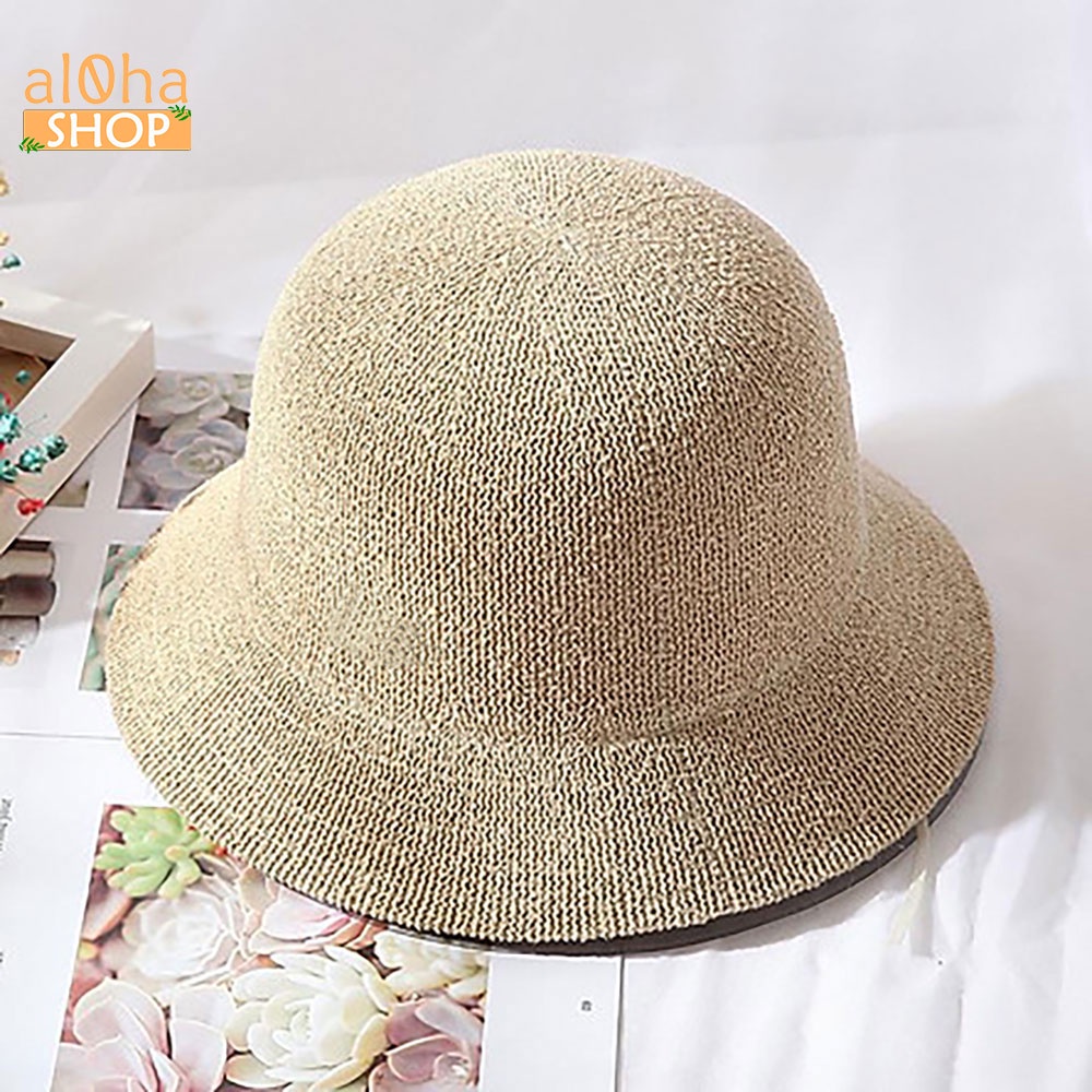 Mũ cói vành nhỏ trơn - nón cói vành nhỏ chống nắng, đi biển phong cách Hàn - al0ha Shop