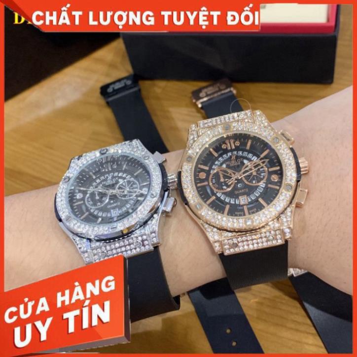 (Hublot hương vani) Đồng hồ Nam Hublot đính đá hàng cao cấp - Đồng Hồ Hublot Nam Full Box