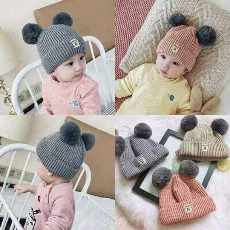 MŨ LEN 2 QUẢ BÔNG SỐ 15 DỄ THƯƠNG