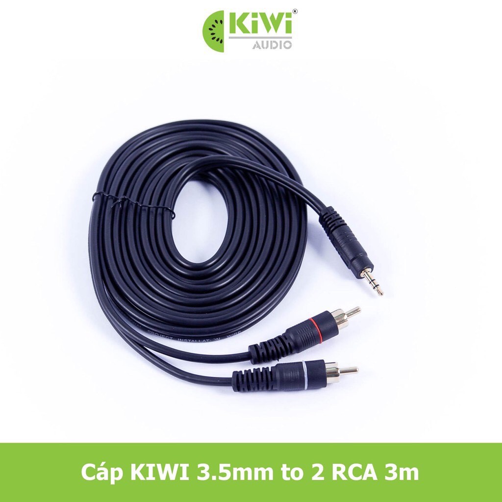 Dây 3.5 ra RCA hoa sen bằng đồng dài 1,5m và 3m. Cáp 3.5 ra 2 đầu bông sen [ Chính Hãng Kiwi ]