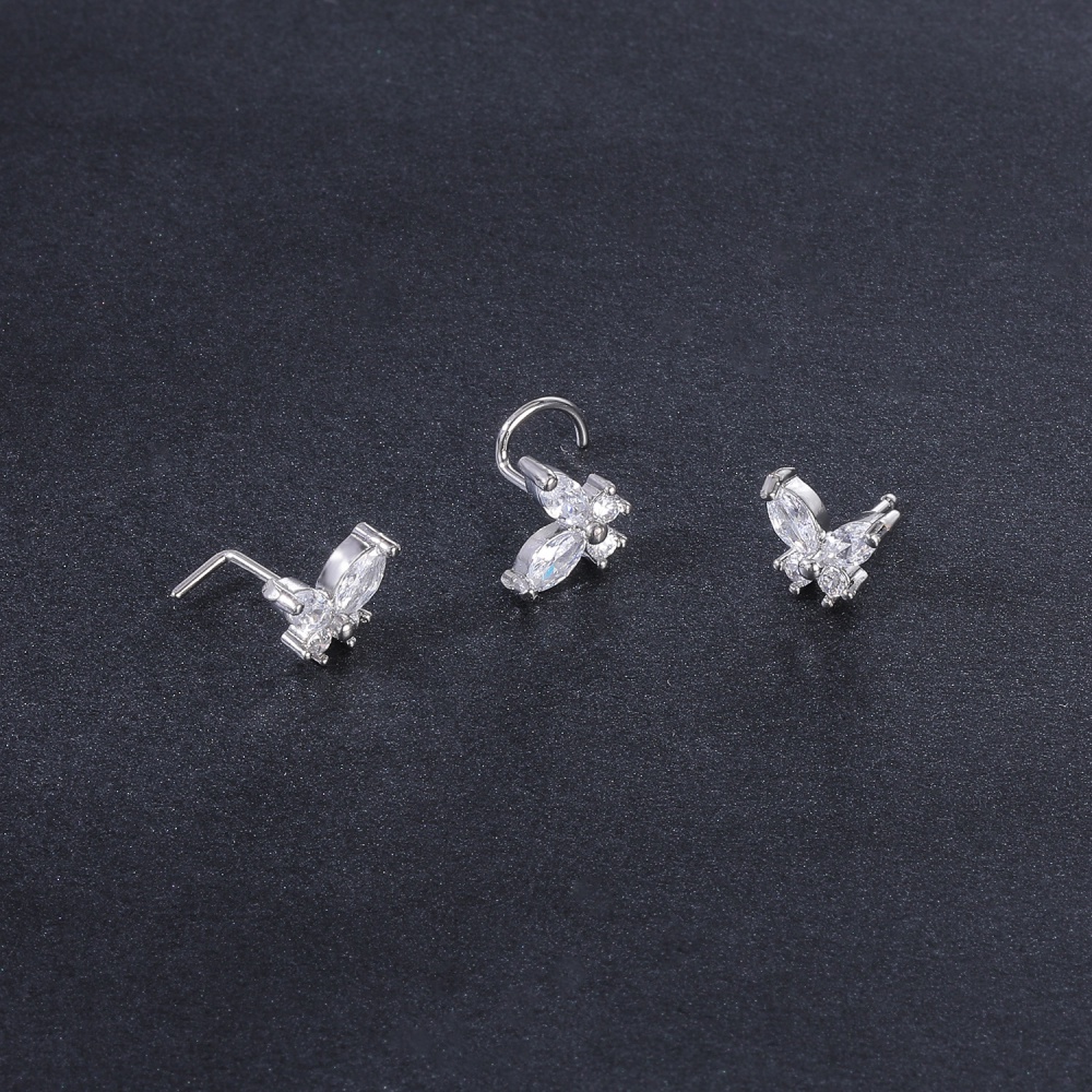 Khuyên xỏ mũi 20g đính đá thời trang