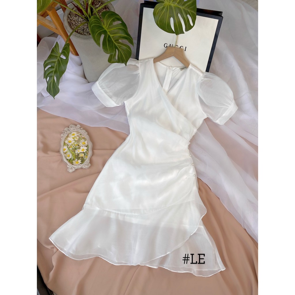 Đầm Cổ V Tiểu thư chữ A xòe nhẹ, Đuôi cá, trắng, xanh, kết Trai, Tơ, đi làm, đi chơi, đi tiệc | BigBuy360 - bigbuy360.vn