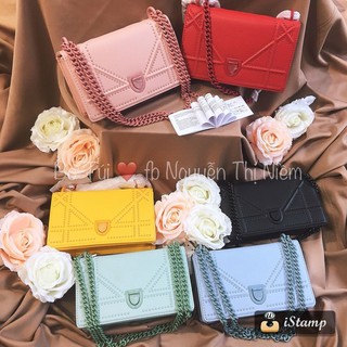 Túi drama viền đinh màu đậm phía sau dập logo ( ảnh và video thật )