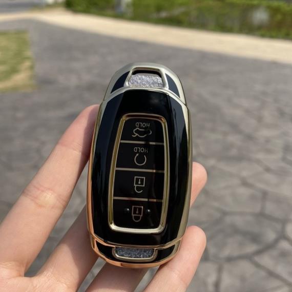 Ốp chìa khóa xe Accent 2021 2022 2023, Elantra 2022 2023 - 4 nút nhựa mềm TPU tráng gương.