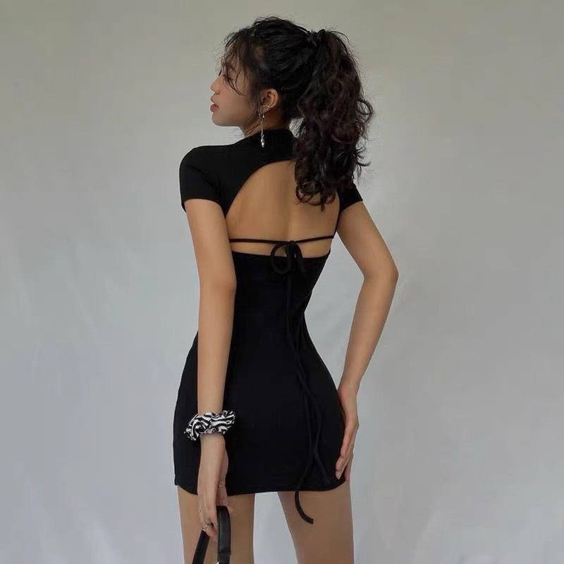 Đầm Body Nữ Tay Ngắn, Hở Lưng Cột Dây - Tharo Clothing [DAM00021]