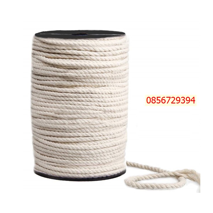 Dây thừng macrame se cotton, dây thừng trang trí dây 5mm màu ngà