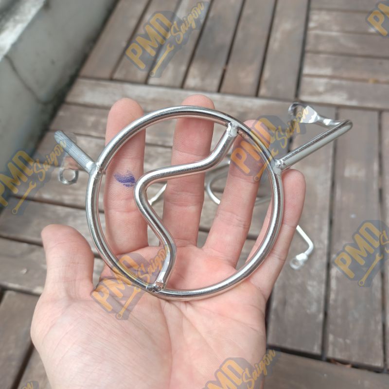 Baga inox bảo vệ lốc máy cub đời cũ đèn tròn và đèn vuông.