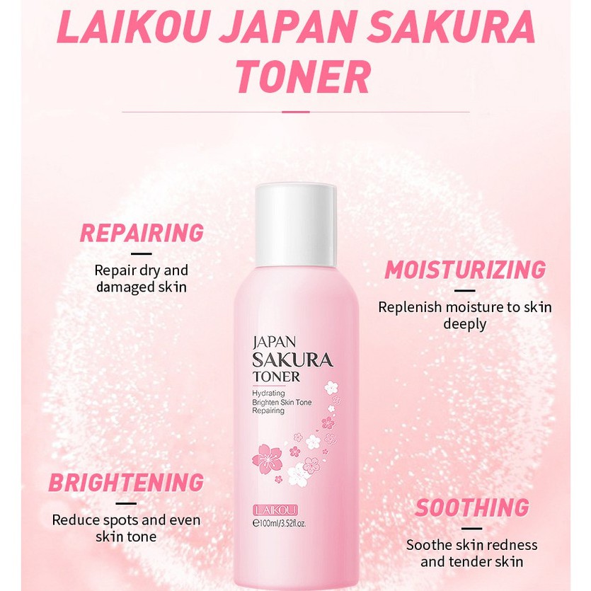 Toner dưỡng ẩm trắng da cân bằng độ PH Laikou Hoa Anh Đào Nhật Bản 100ml Sena beauty | BigBuy360 - bigbuy360.vn