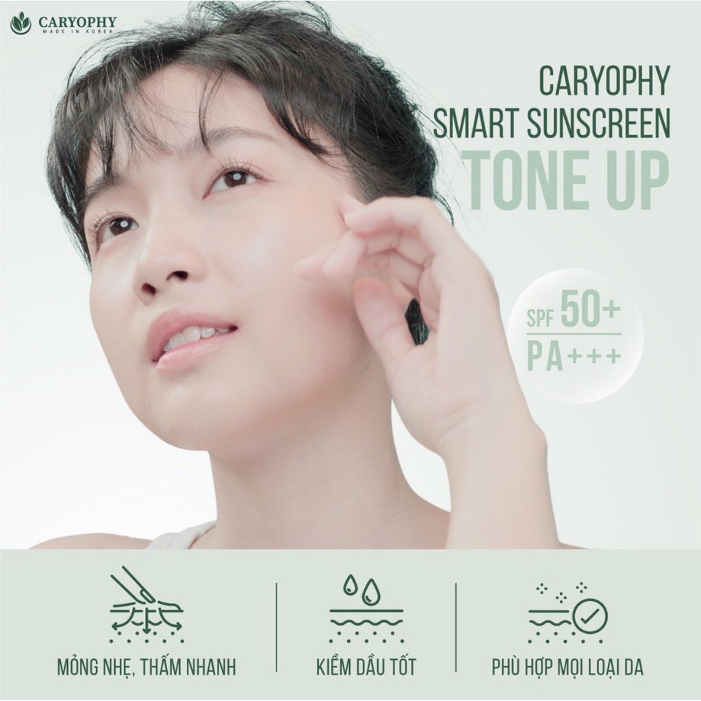 Kem Chống Nắng Caryophy Smart Sunscreen Tone Up 50Ml Ngừa Mụn, Giảm Thâm, Bảo Vệ Da Khỏi Tia UV