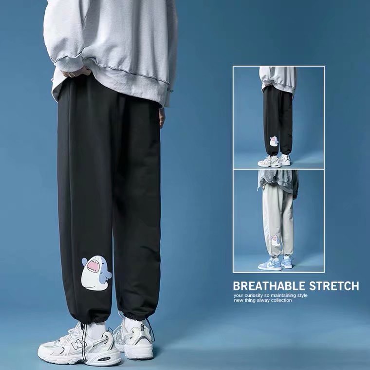 Quần dài thể thao in hình cá mập cỡ lớn S-3XL thời trang mùa thu cho nam