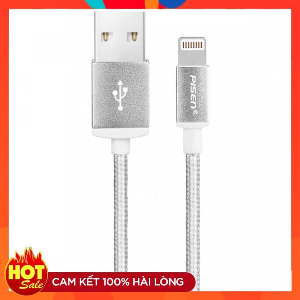 [Chính Hãng] Dây Cáp Sạc Lightning Pisen dành cho Iphone 1m (Dây Dù) - Hàng Chính Hãng