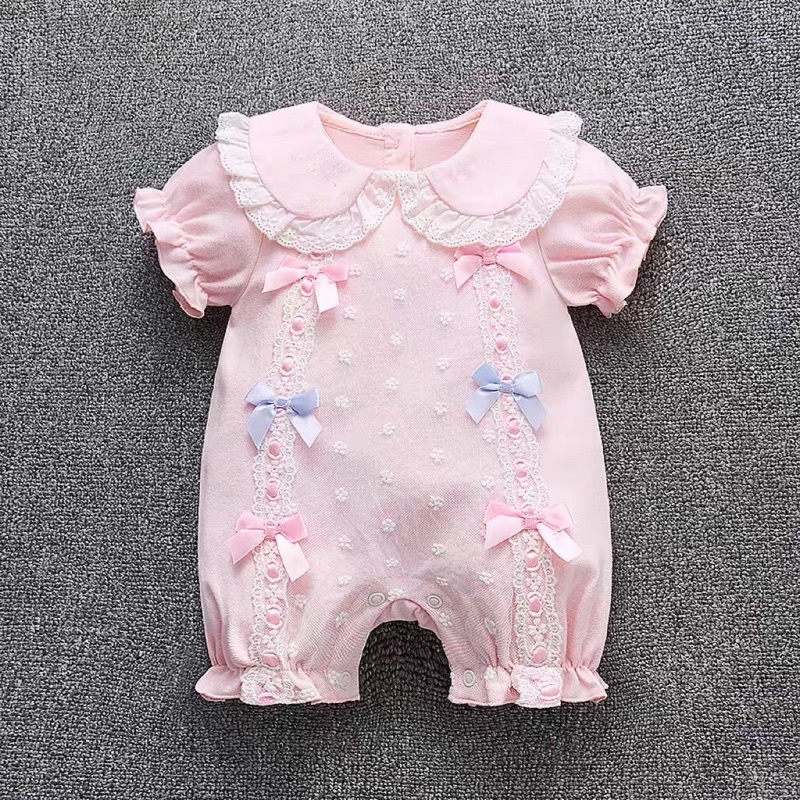 Set Body Phối Nơ Ren Cho Bé Gái Size 03-6M , Bodysuit bé gái-Chất liệu mềm mát và an toàn