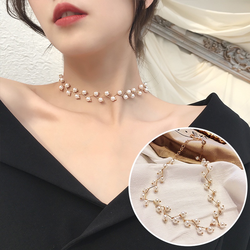 Vòng Cổ Đính Ngọc Trai Nhân Tạo Thời Trang Dành Cho Nữ