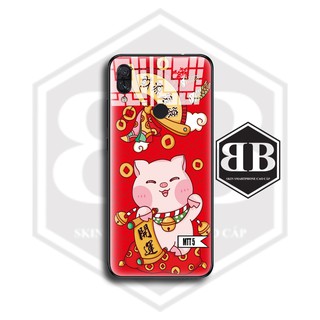 Ốp lưng kính cường lực in hình mèo thần tài cho Xiaomi Redmi 7 / Redmi Note 7 / Redmi 7A / Mi 7 Mi 8