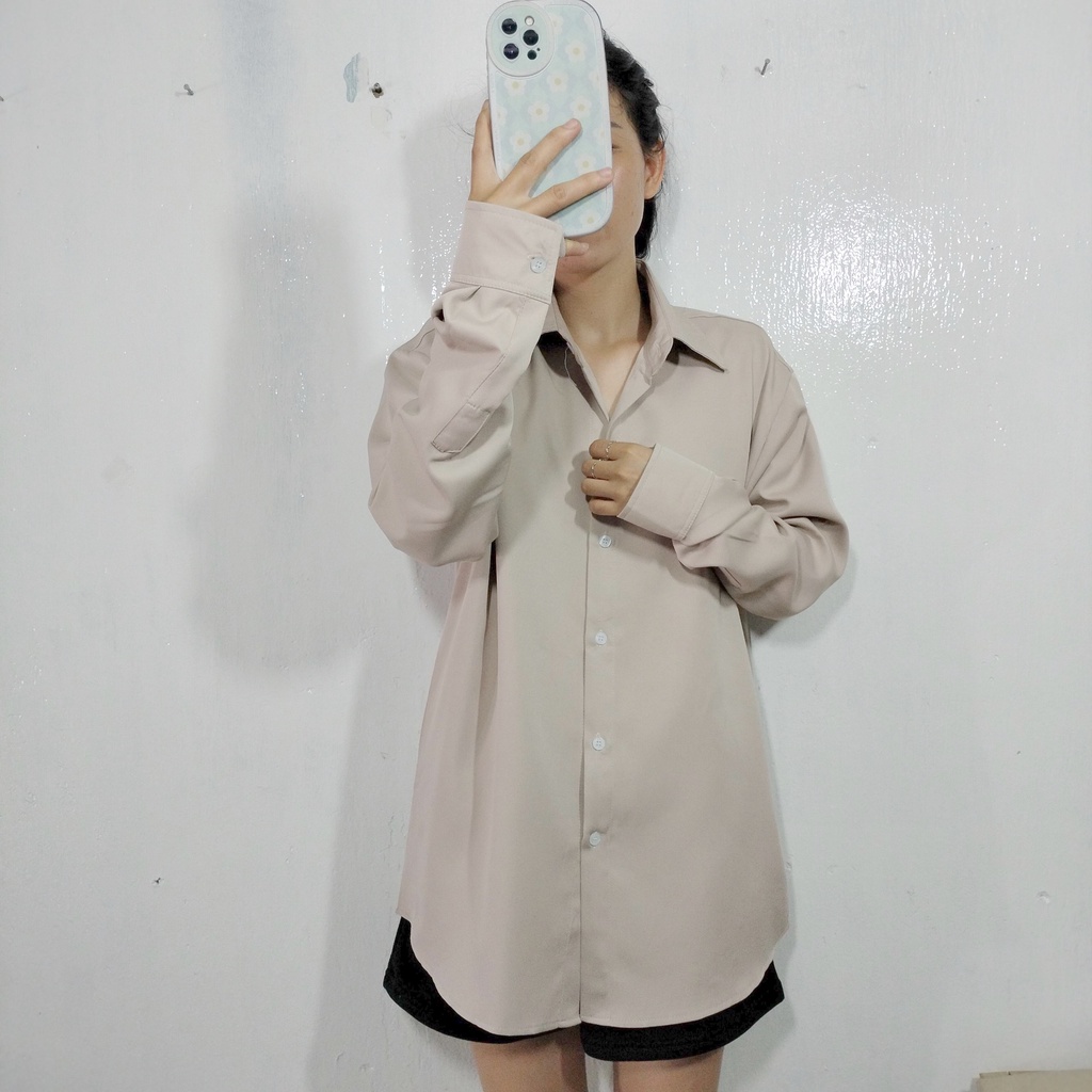 Áo sơ mi công sở Nam tay dài nhiều màu Form rộng chất vải lụa-Unisex_2022